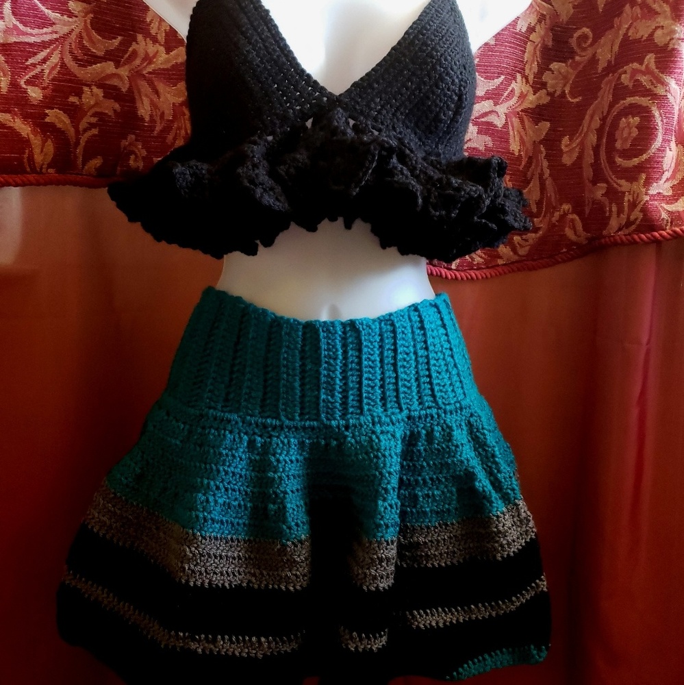 Handmade butterfly croptip design with skirt